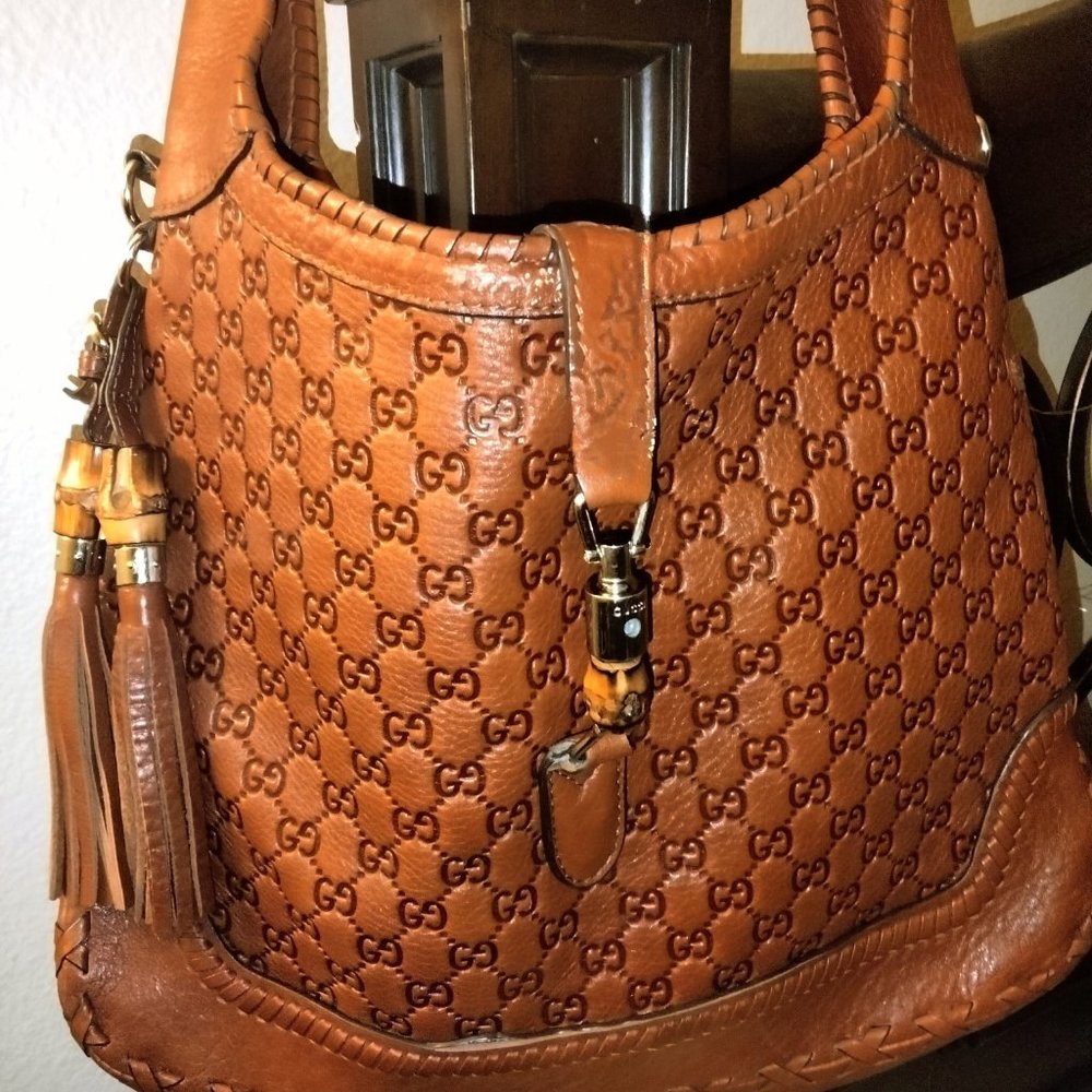 Authentic Gucci GUCCISSMA Leather with GG canvas Large hobo bag,